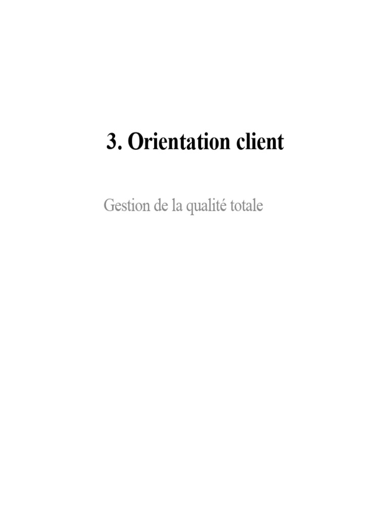 Gestion de la qualité totale et satisfaction client | PDF | Management ...