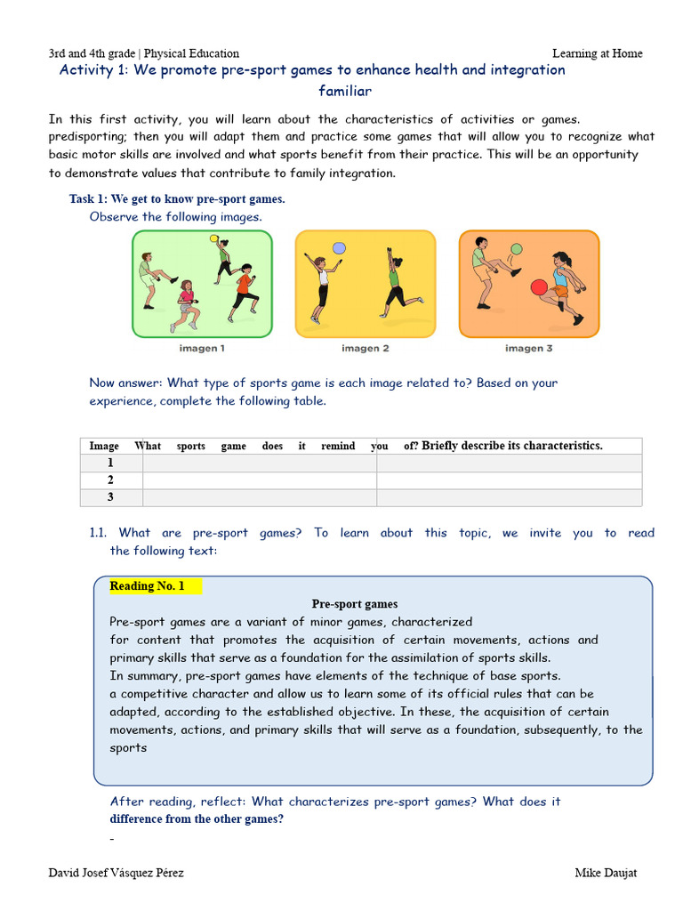 Physical Education 33, 3rd and 4th (Activity 1 Exp 9) | PDF | Sports ...