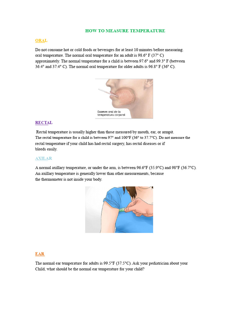 How to Measure Body Temperature | PDF | Thermometer | Rectum