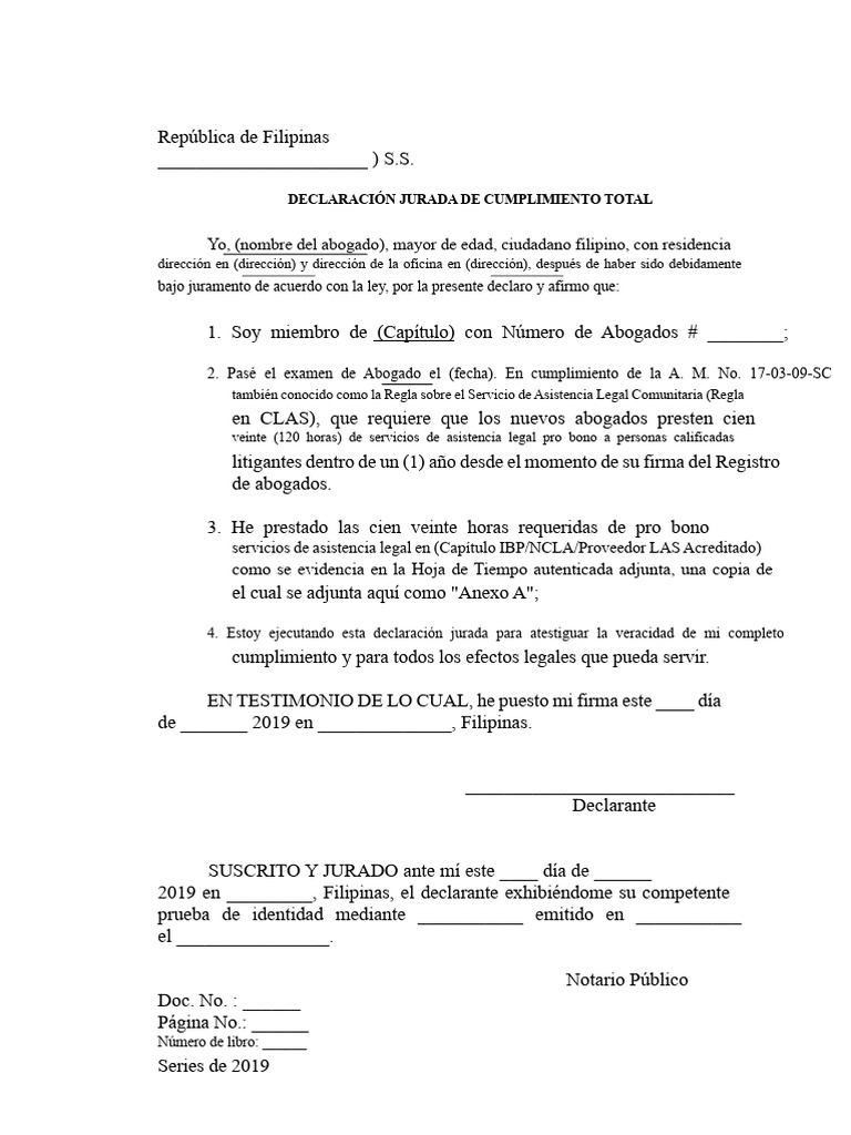 Declaración Jurada de Cumplimiento Total (CLAS) | PDF