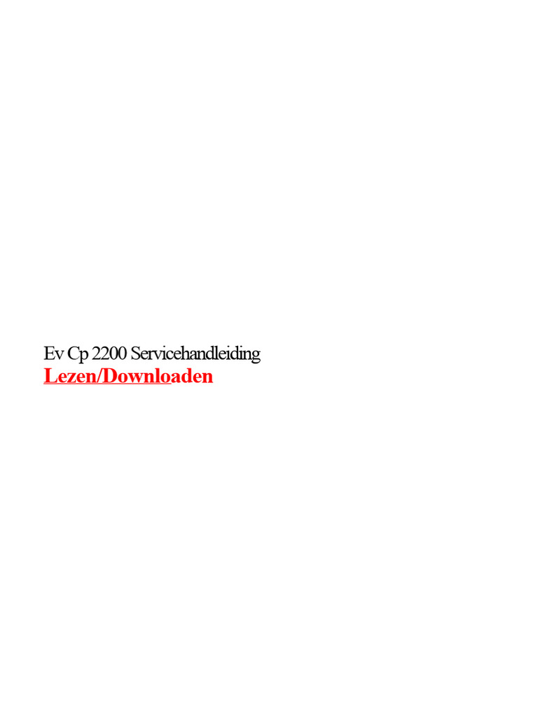 Ev CP 2200 Service Handleiding | PDF