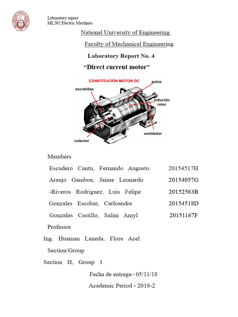 Direct Current Motor Laboratory Report | PDF | Electric Motor ...