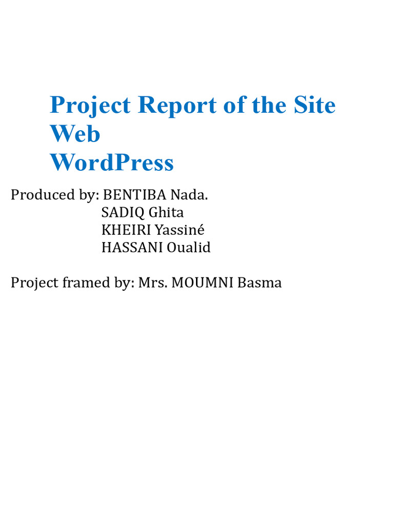 WordPress Site Project Report Overview | PDF | Word Press | Web Software
