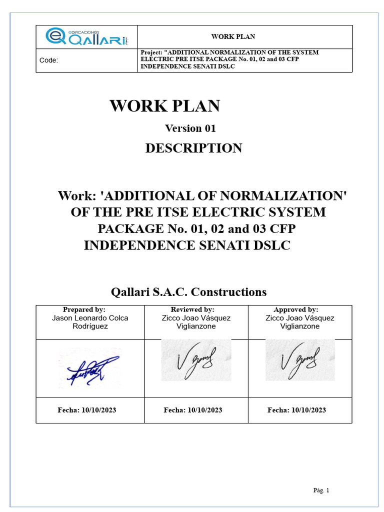 Work Plan - Electrical Installations | PDF | Safety | Switch
