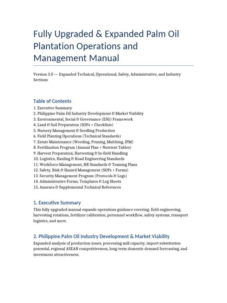 Palm Oil Plantation Operations Manual | PDF | Mulch | Plant Nursery
