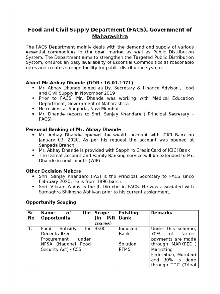 Food and Civil Supply Department | PDF | Economy Of India | Economies