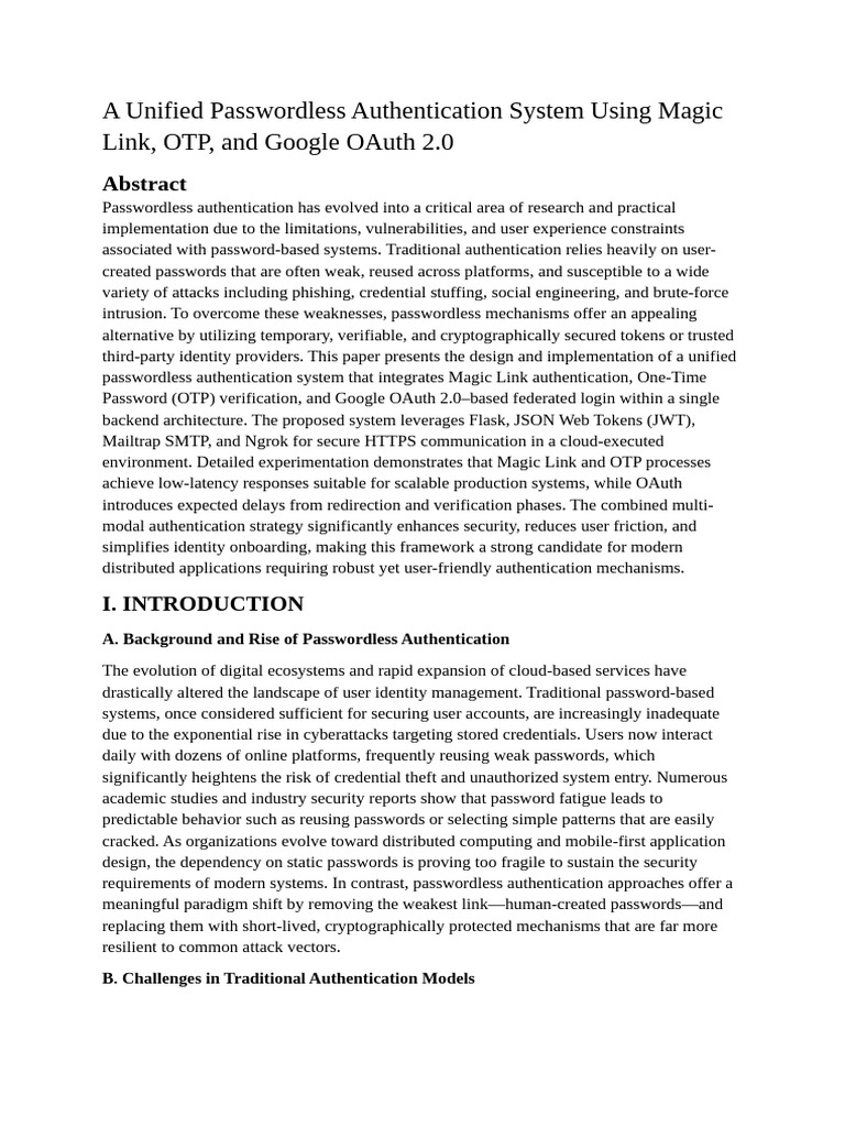 Unified Passwordless Auth: Magic Link, OTP, OAuth | PDF | Password ...