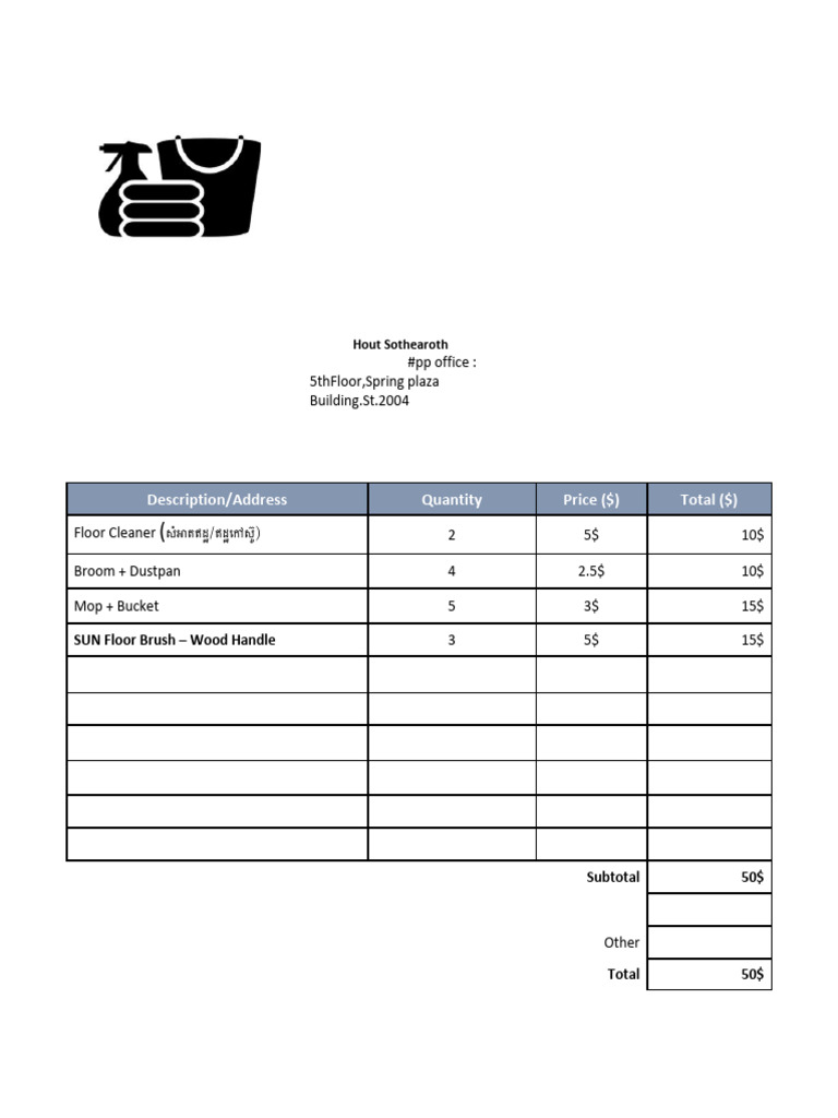 Cleaning Invoice | PDF