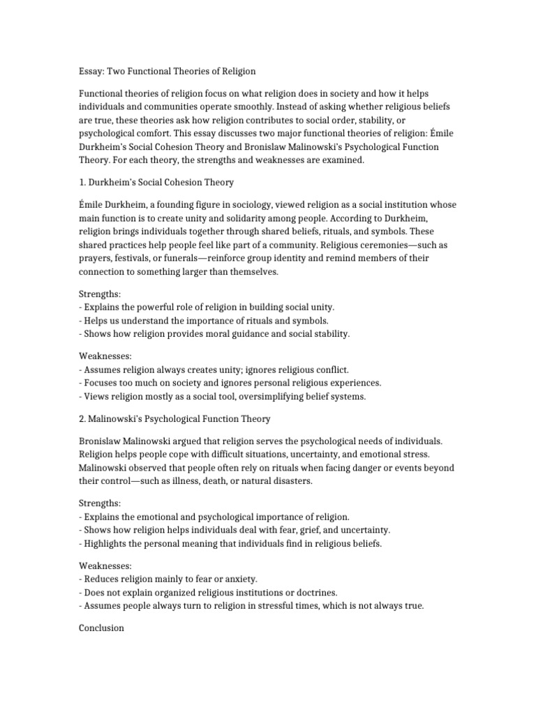 Functional Theories of Religion Explained | PDF | Émile Durkheim | Rituals