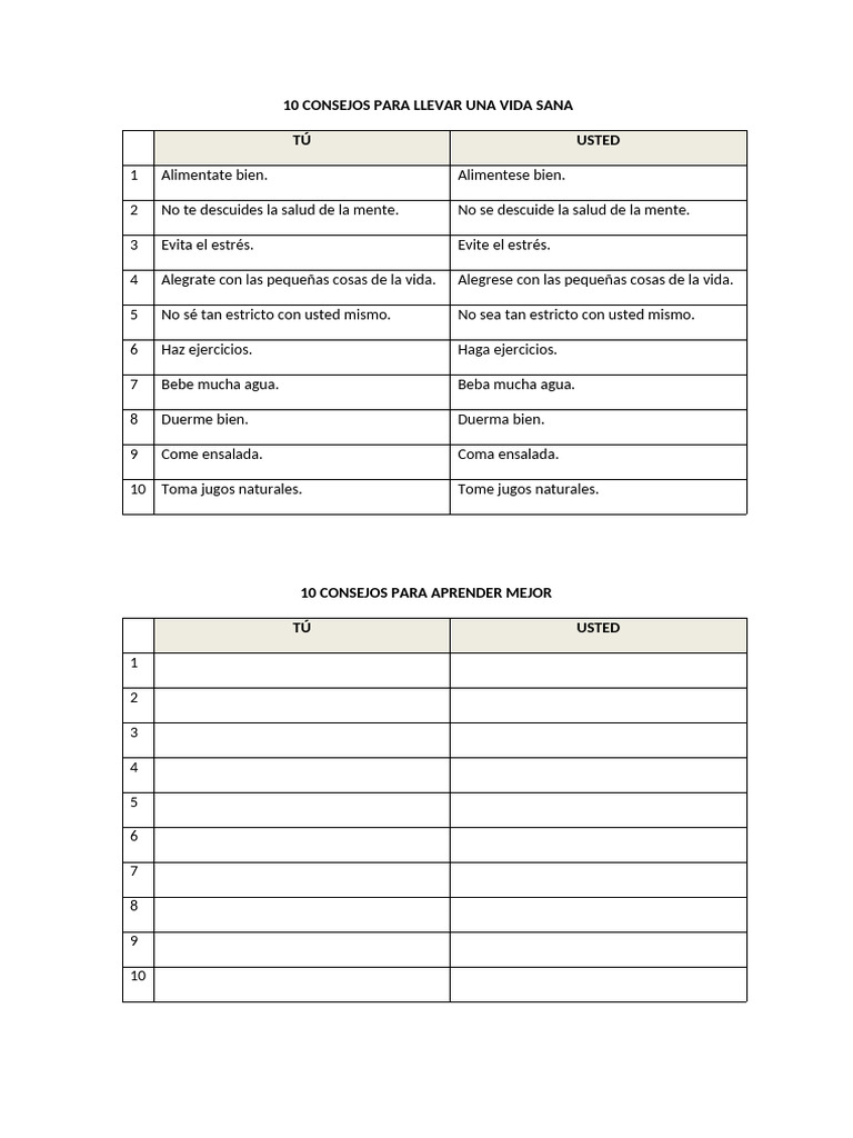 10 Consejos para una Vida Saludable | PDF