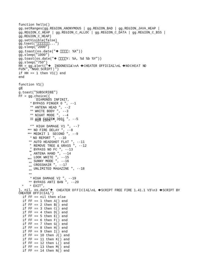 Free Fire Cheat Script V3 | PDF