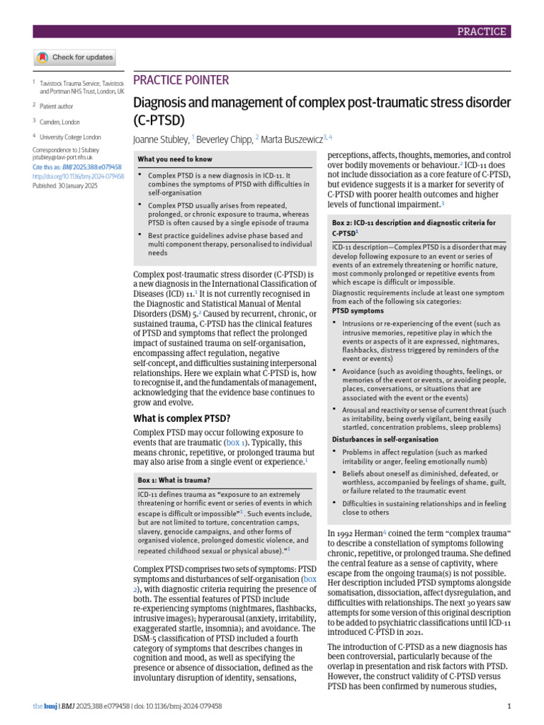 Understanding Complex PTSD Diagnosis | PDF | Complex Post Traumatic ...