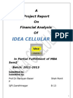 Idea Cellular LTD: A Project Report On Financial Analysis of