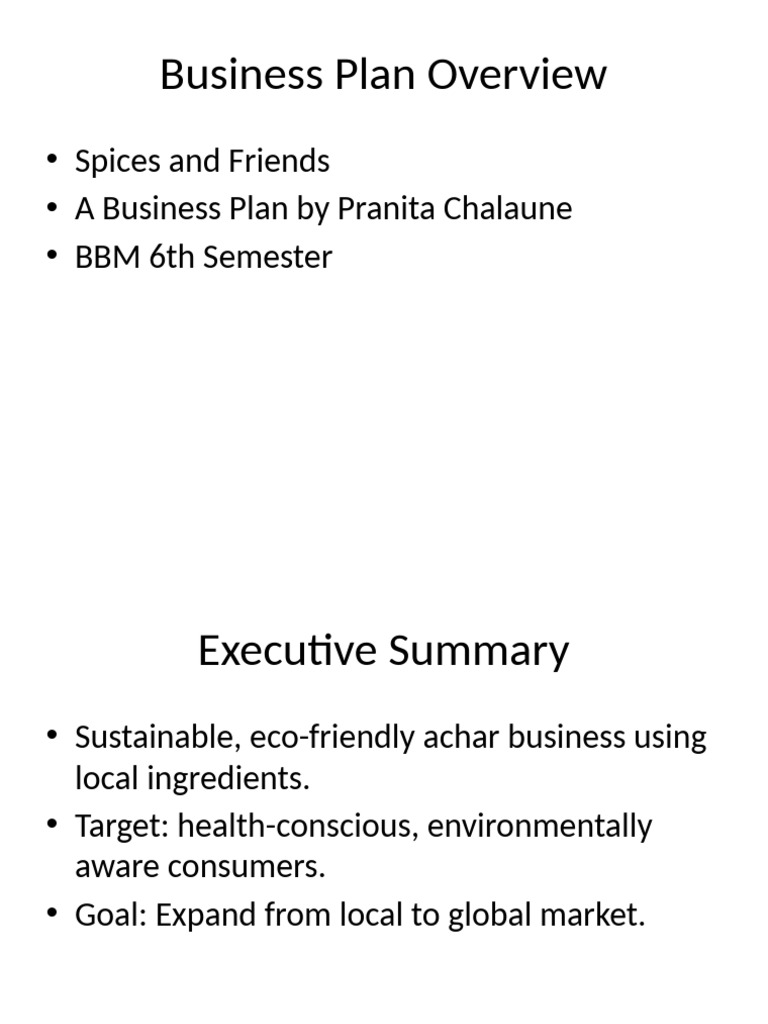 Sustainable Achar Business Plan | PDF