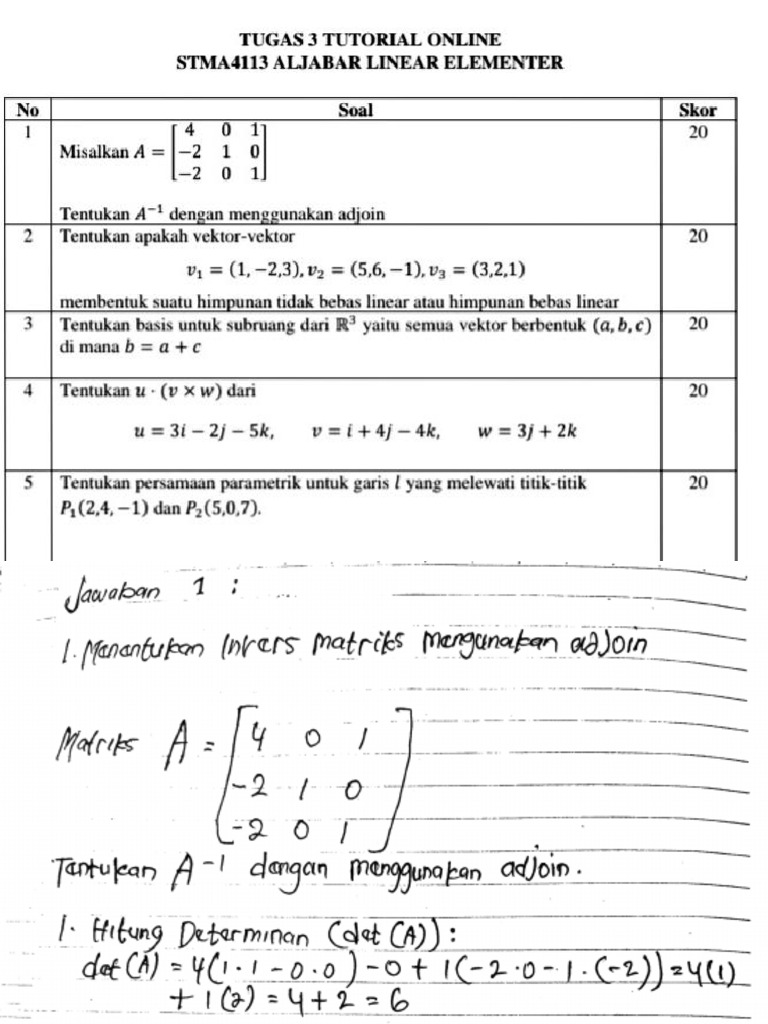 Tugas Aljabar Linear: Matriks dan Vektor | PDF