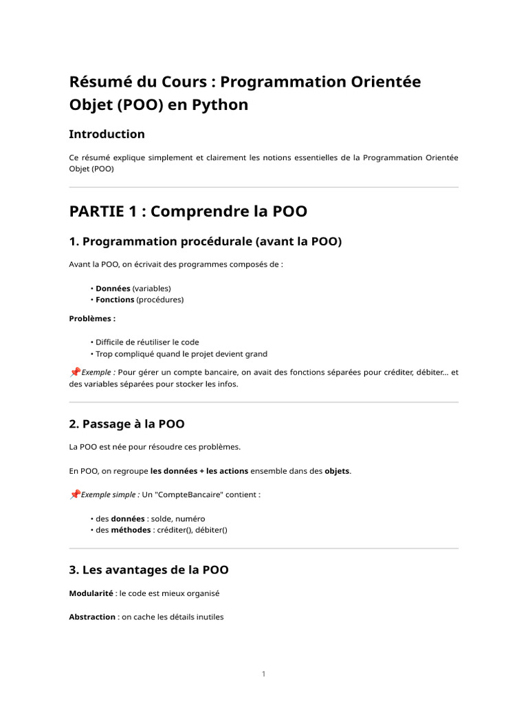 Introduction à la POO en Python | PDF | Programmation orientée objet ...