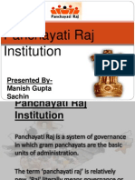 Panchayati Raj Institution: Presented By-Manish Gupta Sachin Khandelwal