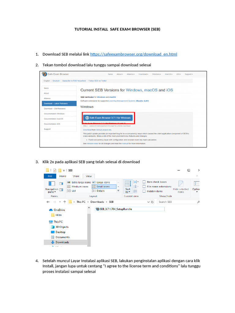 Tutorial Install Safe Exam Browser | PDF