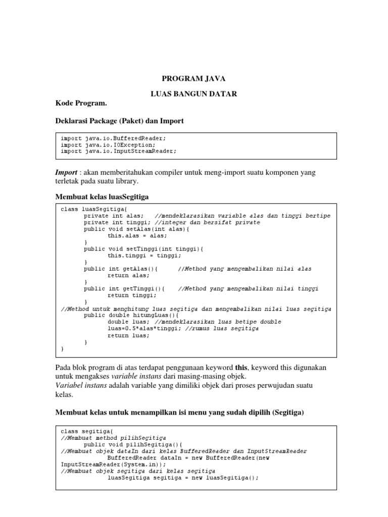 Program Java Menghitung Luas Bangun Datar | PDF | Metode & Bahan Ajar ...