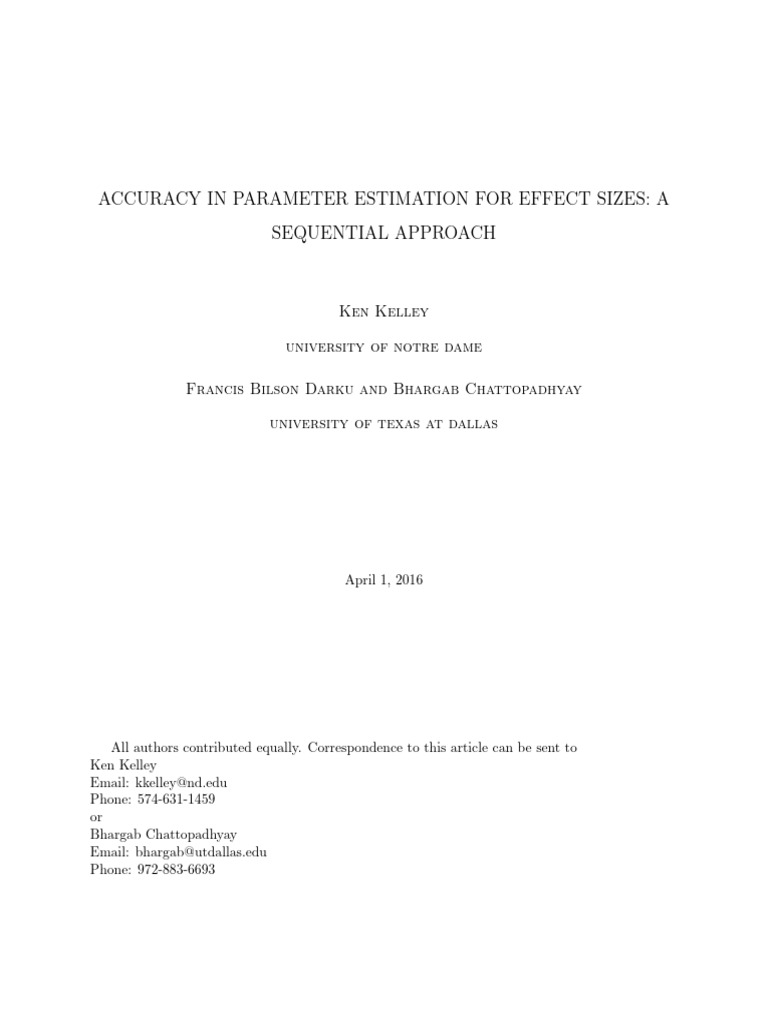 Sequential Parameter Estimation for Effect Sizes | PDF | P Value ...