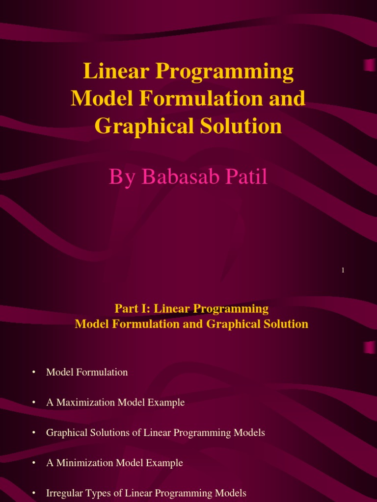 Linear Programming Model Formulation and Graphical Solution MBA | PDF ...