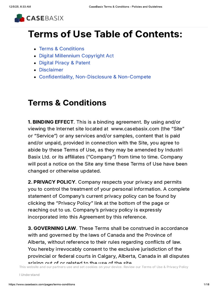 CaseBasix Terms & Conditions - Policies and Guidelines | PDF ...