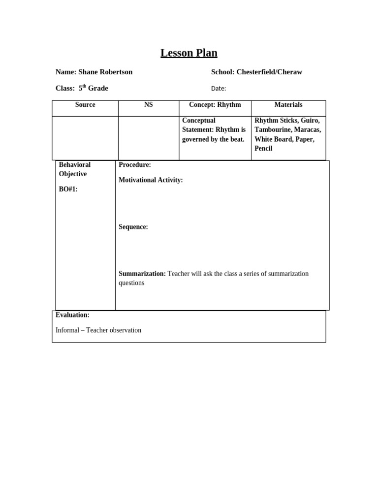 Lesson Plan Temp | PDF