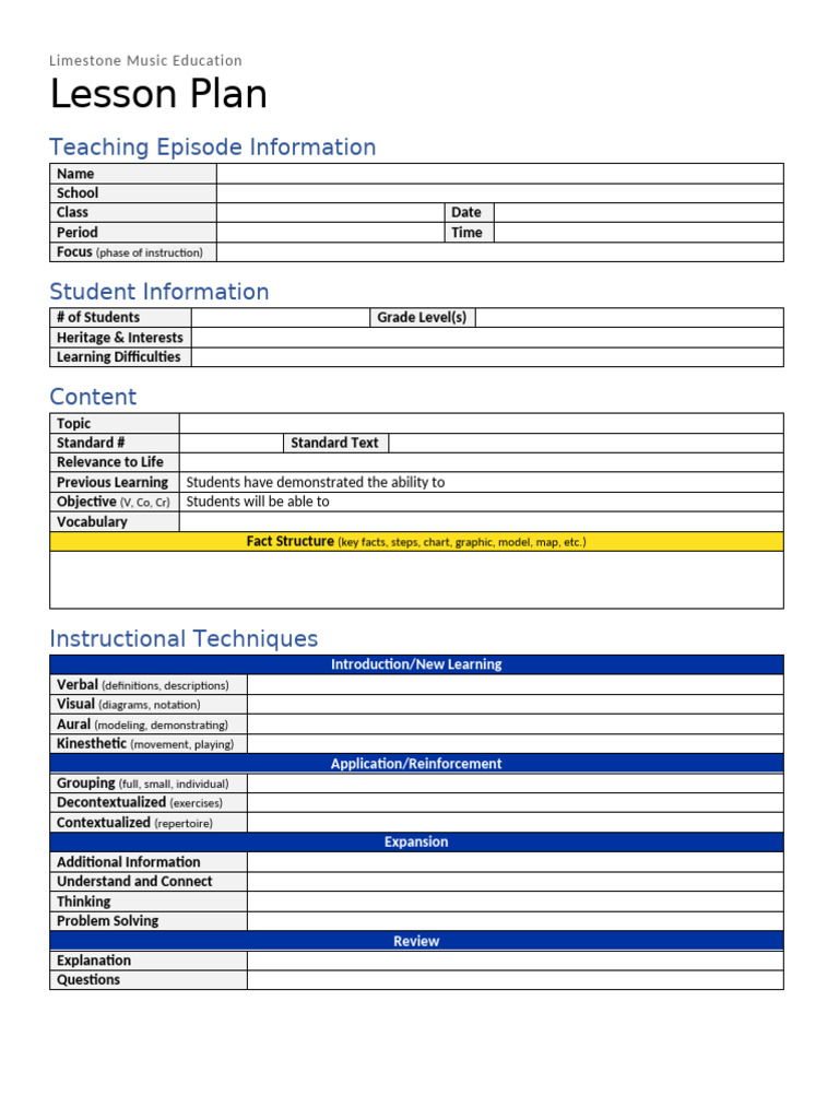 Limestone Music Education Lesson Plan | PDF