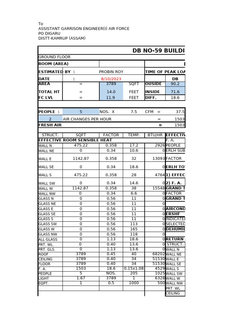Air Conditioning Load Calculation Report | PDF | Transport Phenomena ...