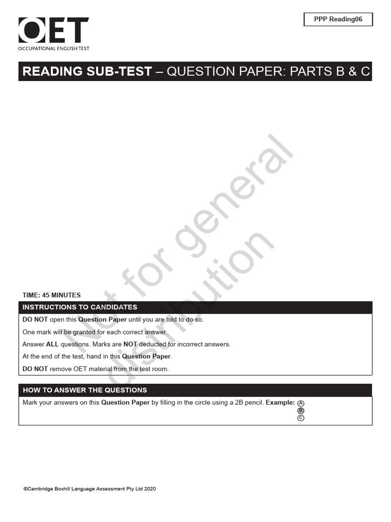 OET Reading Sub-Test: Parts B & C Guide | PDF | Botulinum Toxin ...