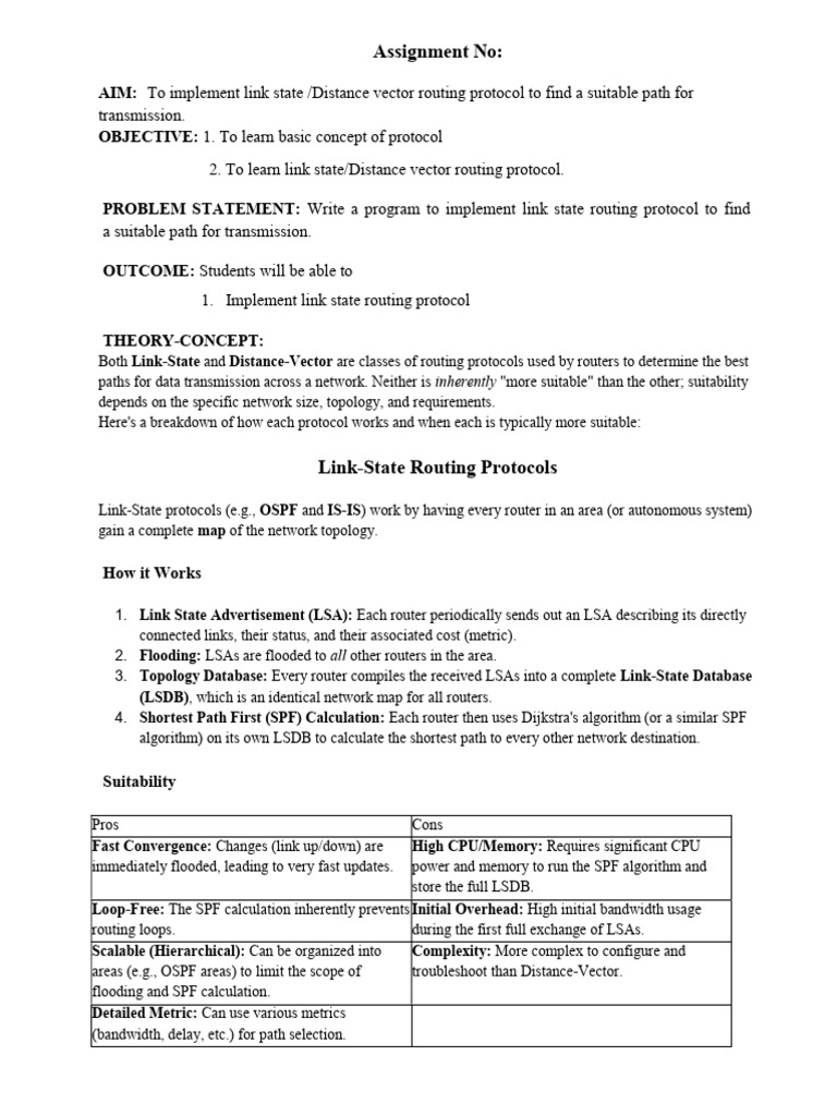 Implementing Link State Routing Protocol | PDF | Routing | Computer Network