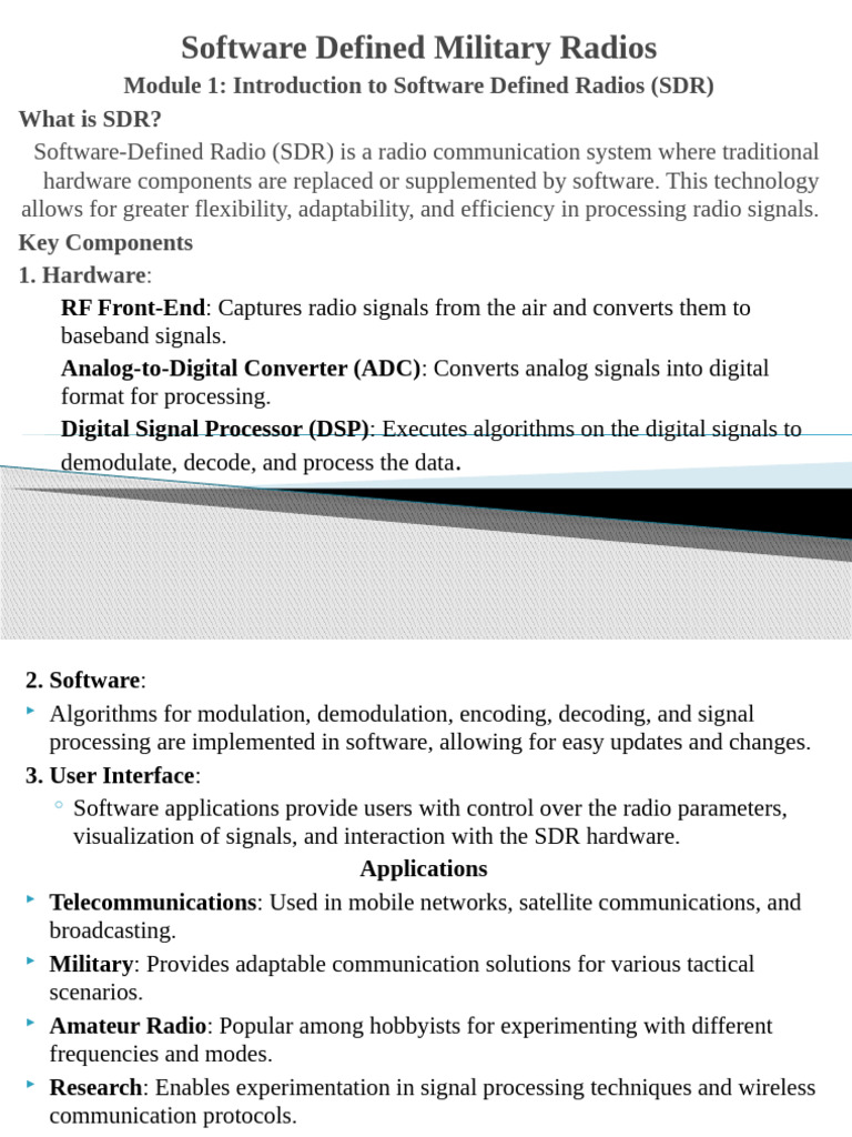 Military Applications of Software Defined Radios | PDF | Software ...