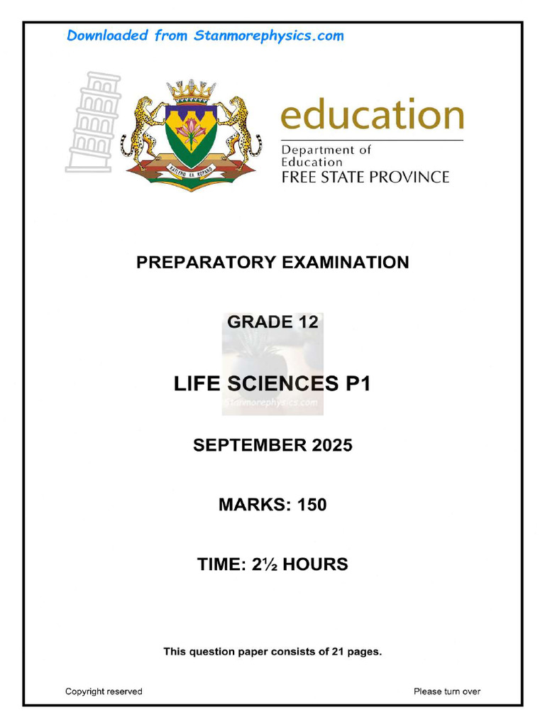 FS Life Sciences Grade 12 September 2025 P1 and Memo | PDF