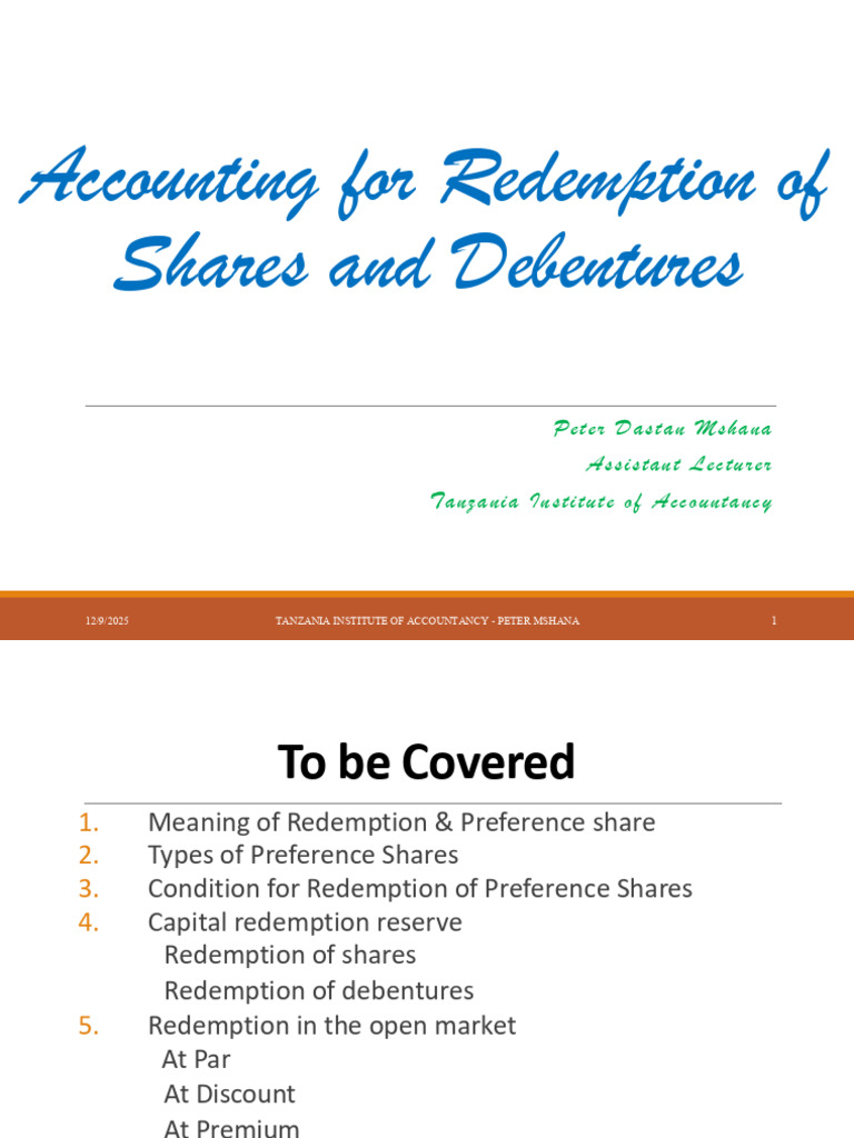 Redemption of Shares and Debentures Guide | PDF | Preferred Stock ...