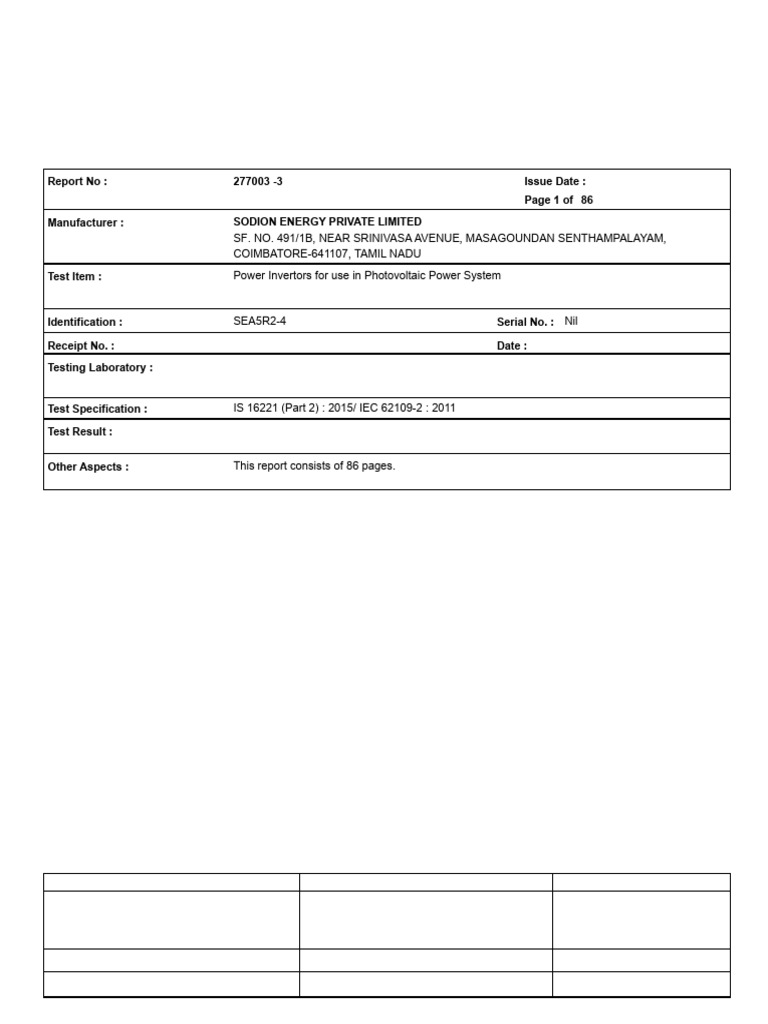 Photovoltaic Inverter Test Report 277003 | PDF | Power Inverter ...