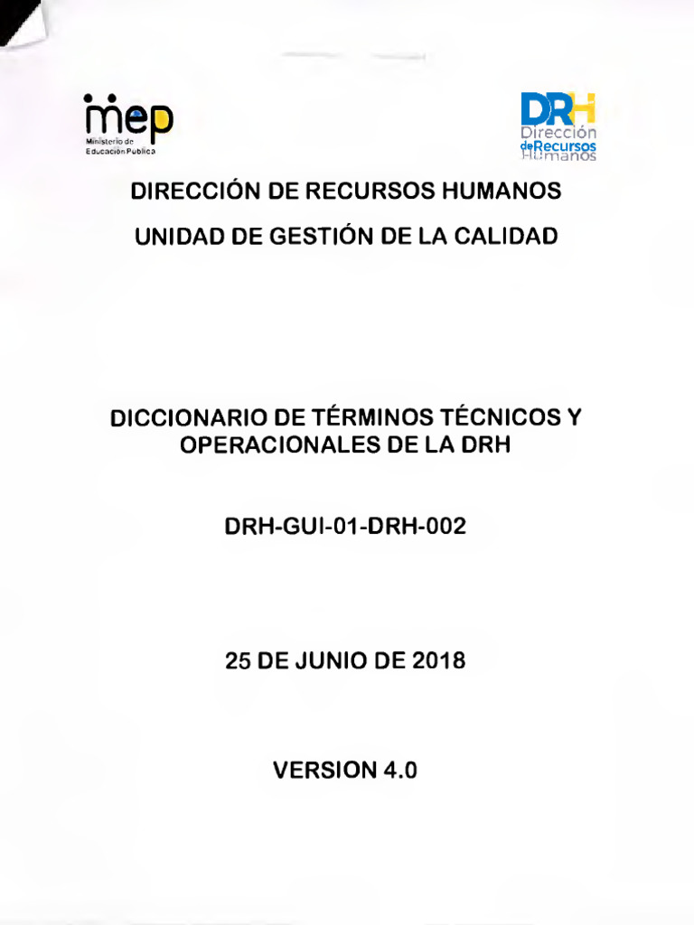 Diccionario de Términos DRH MEP 2023 | PDF | Derecho laboral | Institución