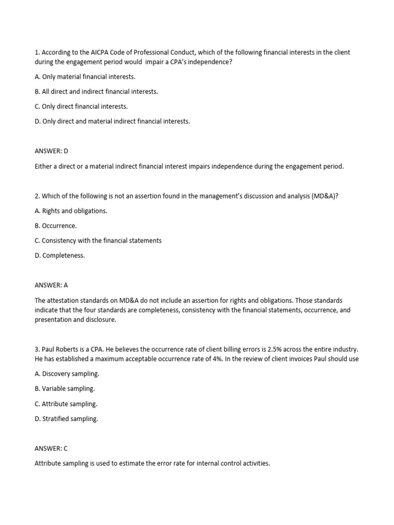 AUD Sample Questions | PDF