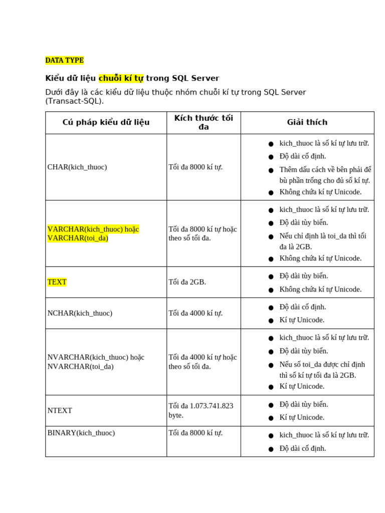 Data Type - Control Type | PDF