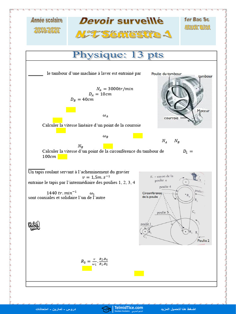 Calculs de Mécanique et Chimie Appliquée | PDF | Courroie | Grandeur ...