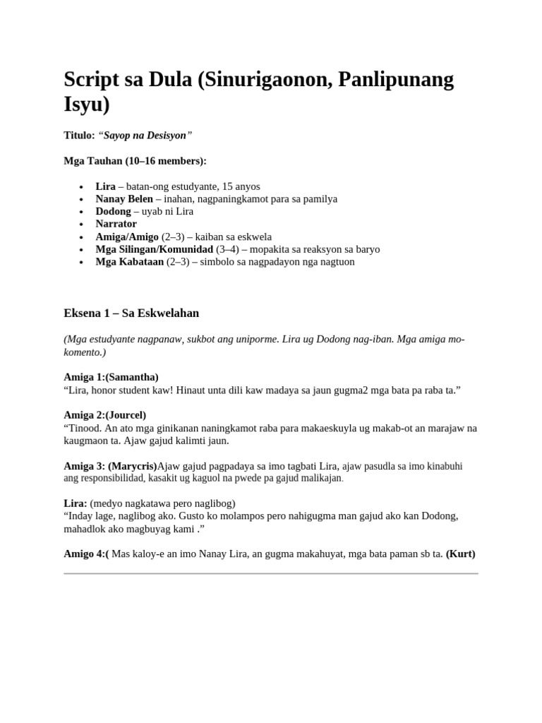 Script Sa Dula | PDF