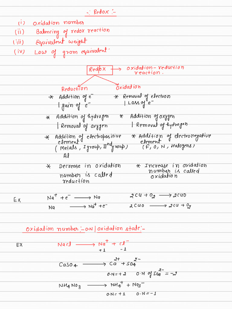 Redox Notes With Questions | PDF