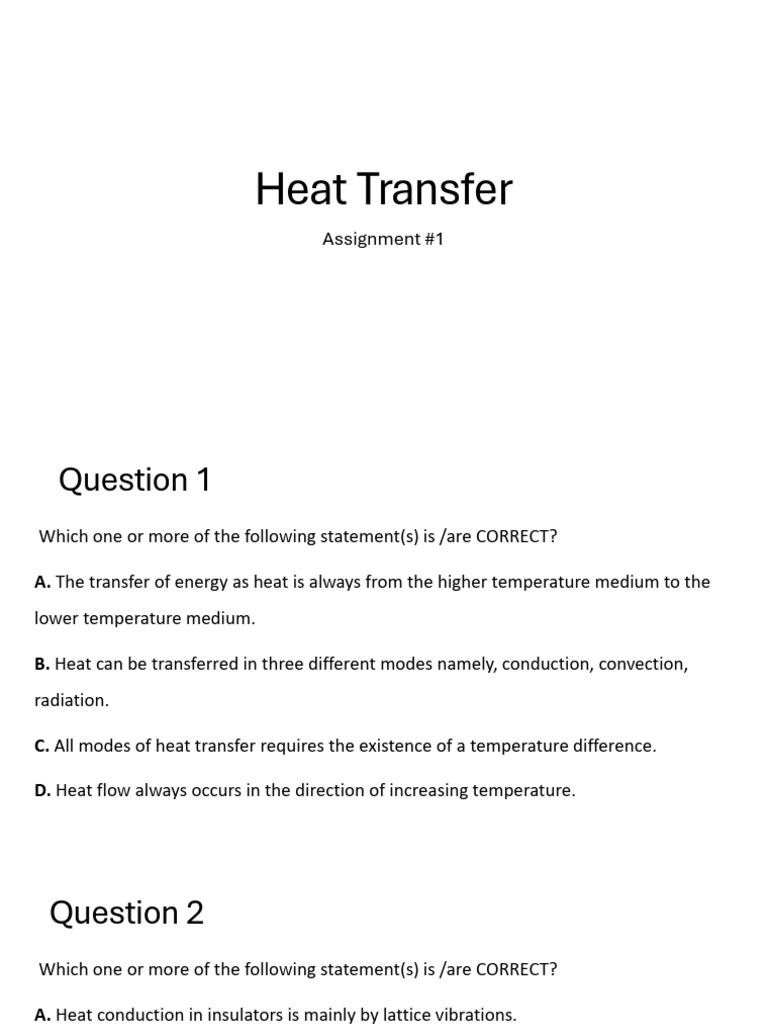 Heat Transfer Concepts and Calculations | PDF | Heat Transfer | Thermal ...