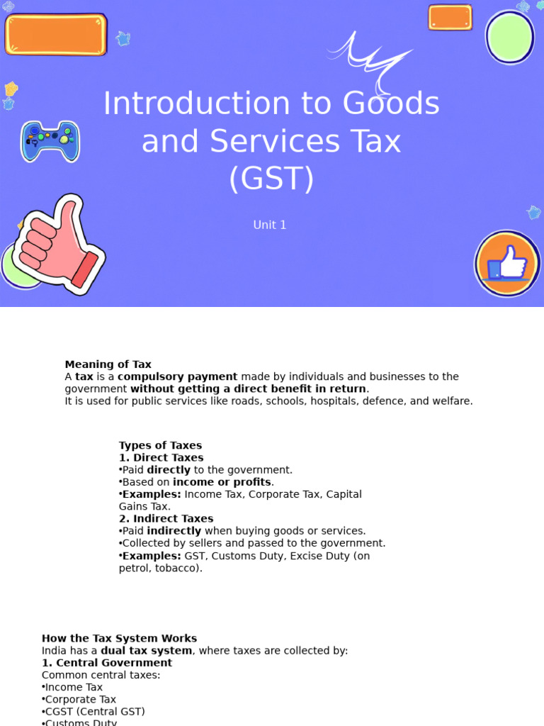 Understanding Goods and Services Tax (GST) | PDF | Taxes | Government ...