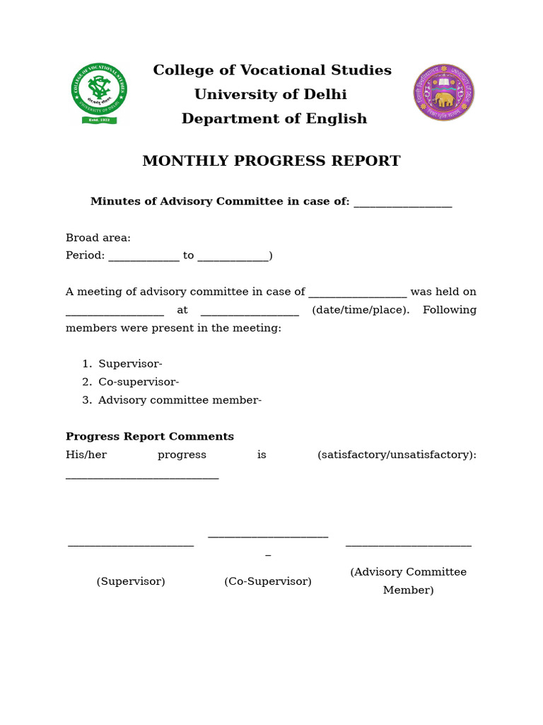 Monthly Progress Report Template | PDF