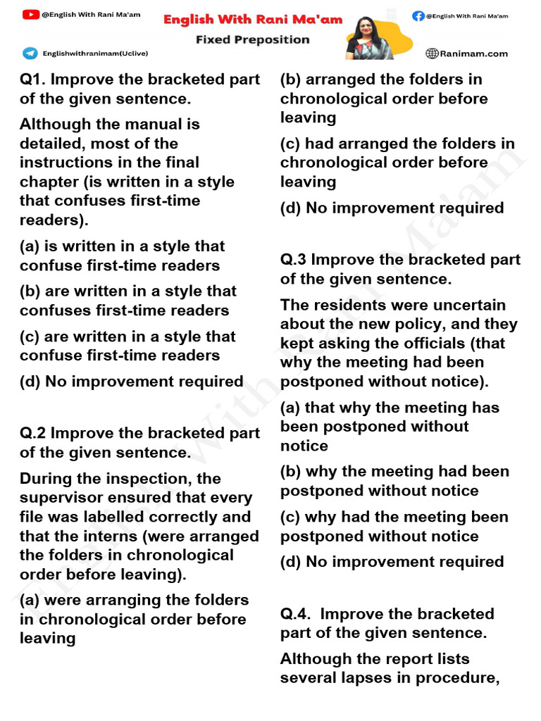 Sentence Improvement Exercises | PDF | Bill (Law) | Government
