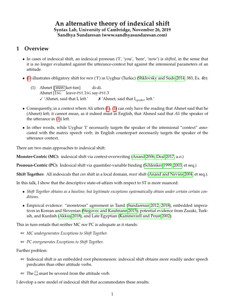 Understanding Indexical Shift Theory | PDF | Scope (Computer Science ...