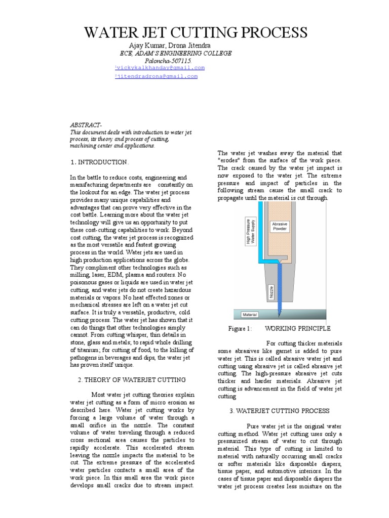 Water Jet Cutting: Process & Applications | PDF | Jet Engine | Machining