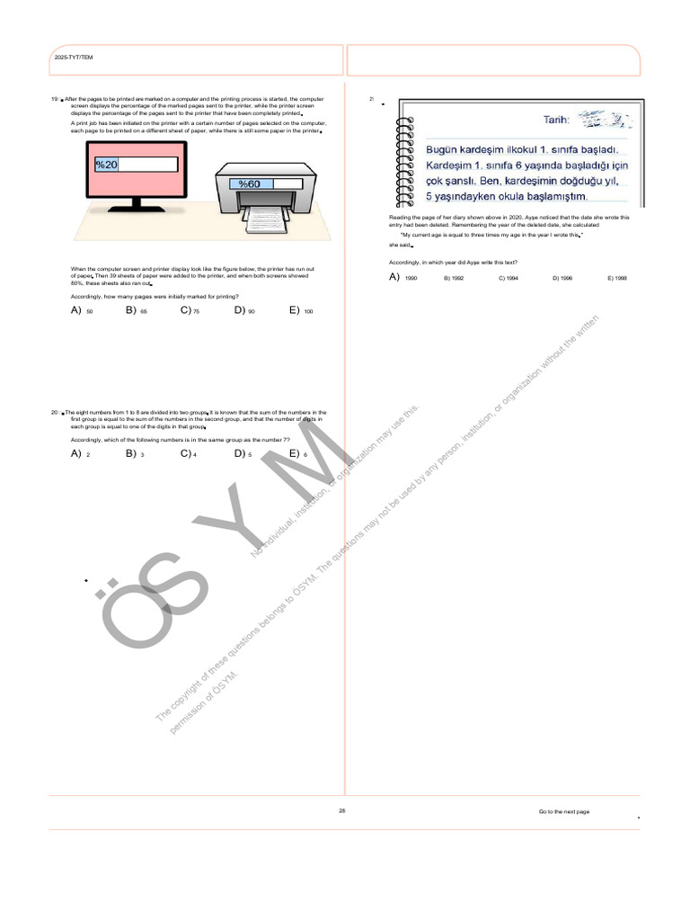 2025-TYT/TEM Exam Questions Analysis | PDF | Graphic Design | Publishing