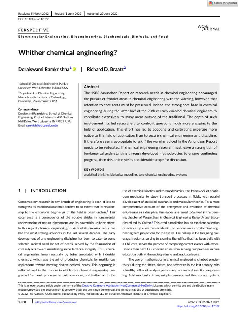 Future of Chemical Engineering Insights | PDF | Engineering ...