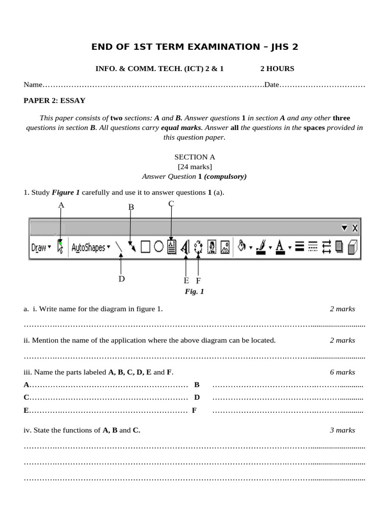 JHS 2 ICT 1st Term Exam Paper | PDF | World Wide Web | Internet & Web
